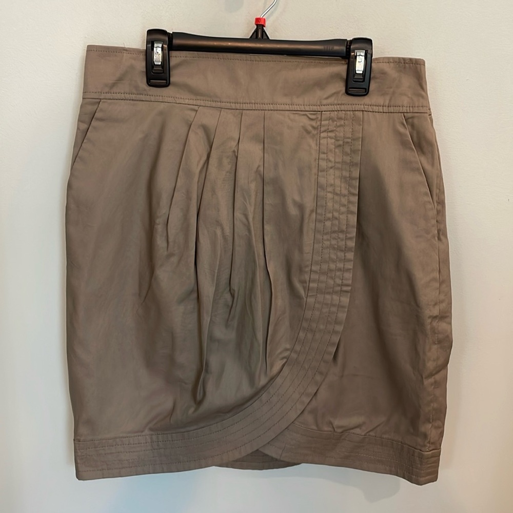 French Connection Taupe Wrap-Detail Pencil Skirt